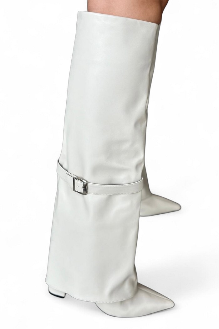 MILENA - BOTA CANO LONGO CAPA E FIVELA OFF WHITE