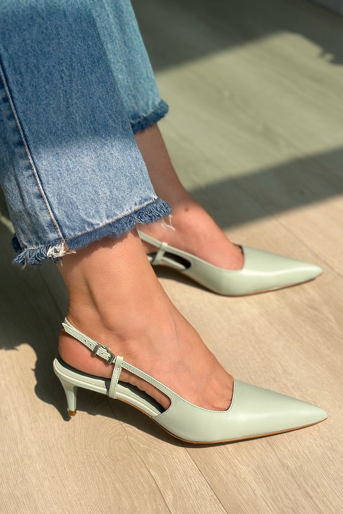 CRIS - SCARPIN SLINGBACK VINIL VERDE MENTA