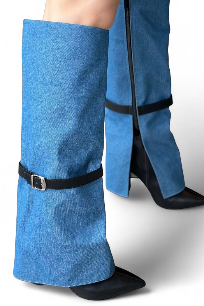 MILENA - BOTA CANO LONGO CAPA E FIVELA JEANS