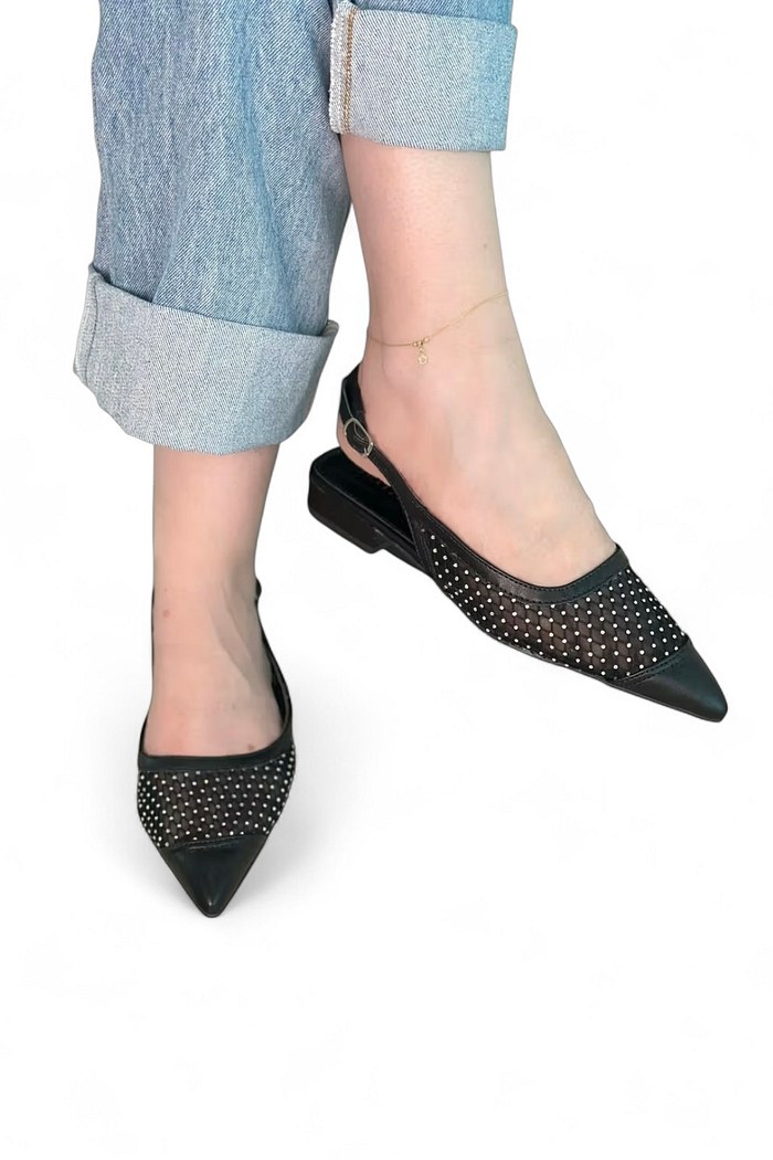 SILVIA - SAPATILHA TELA CRISTAL PRETA