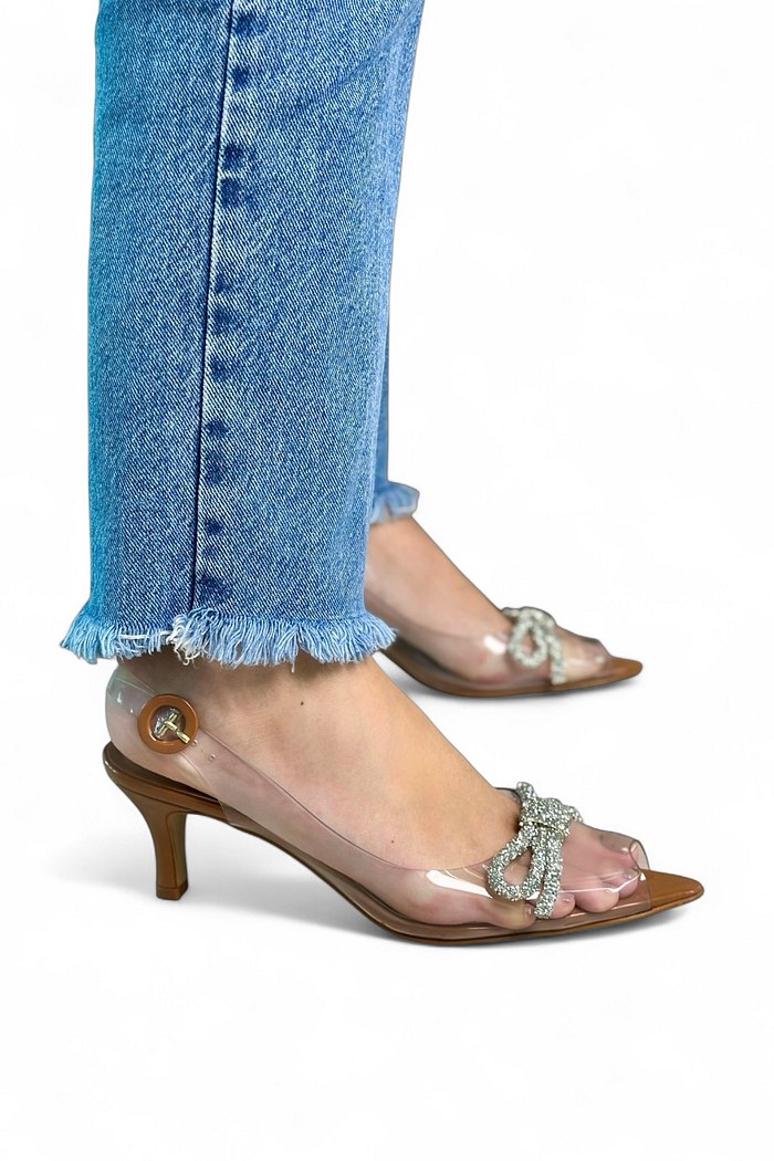 AGATHA - SANDÁLIA SILICONE LAÇO CARAMELO SALTO 6 CM