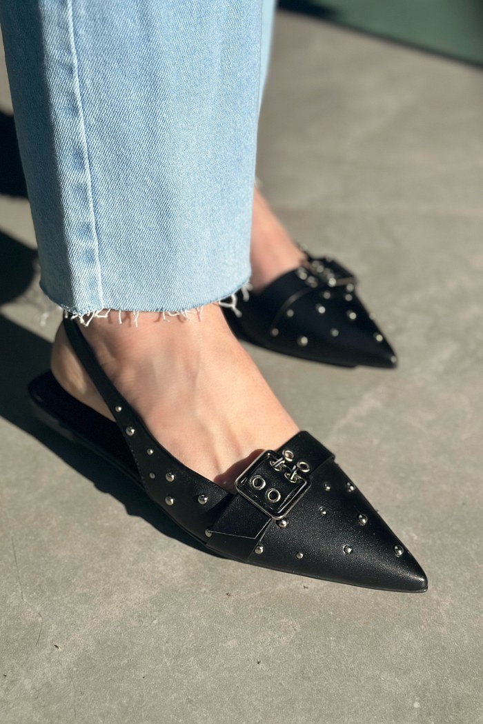 SUZY - SAPATILHA SLINGBACK FIVELA PRETA