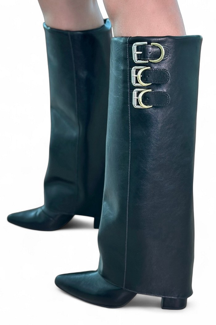 ALDARA - BOTA COURO CANO LONGO PRETA