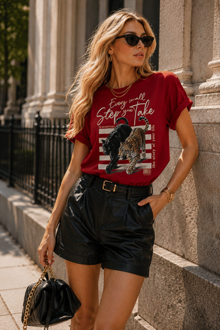T-SHIRT ESTONADA WILD STEPS -VINHO RUBI
