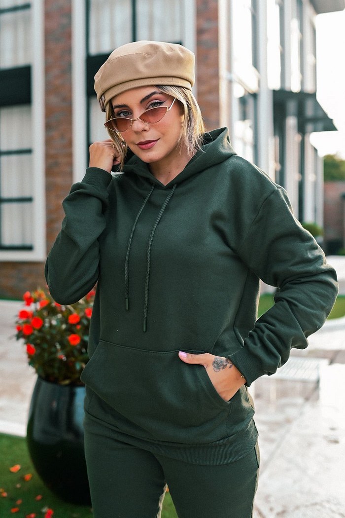 CASACO CANGURU MOLETOM - VERDE CACTUS