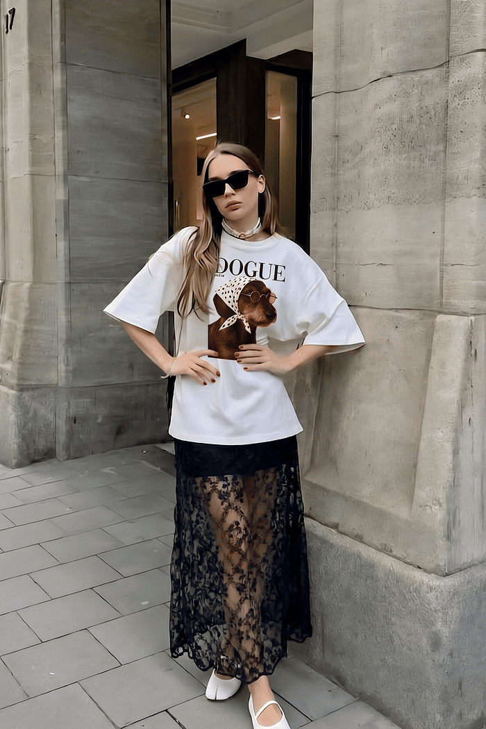 SAIA DE RENDA CHLOE - PRETA