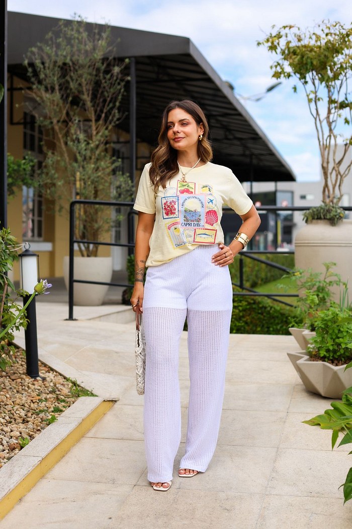 CALÇA TRICÔ ARTESANAL - BRANCO