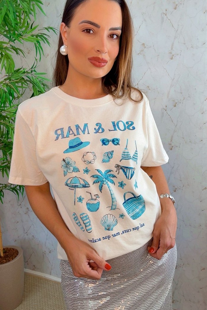 T-SHIRT SOL E MAR - OFF WHITE