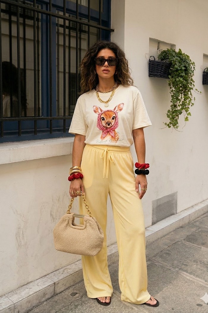 T-SHIRT DELICATE -  MANTEIGA