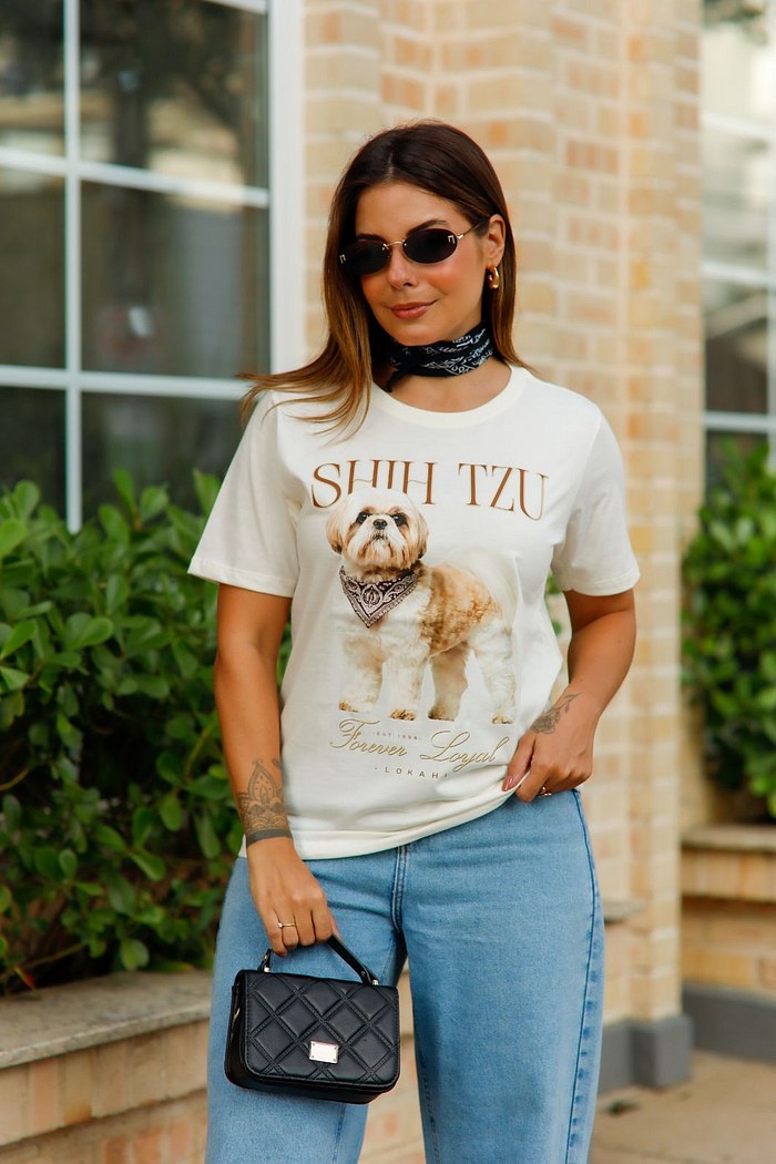 T-SHIRT SHIH TZU - OFF WHITE