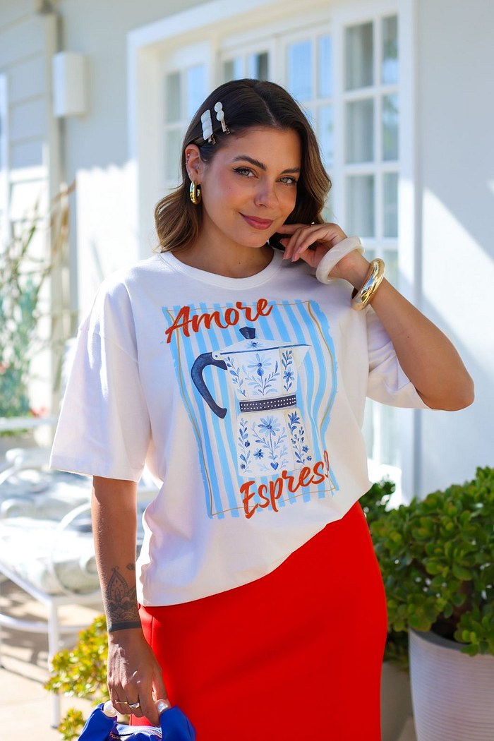 T-SHIRT OVERSIZED AMORE ESPRESSO - OFF WHITE