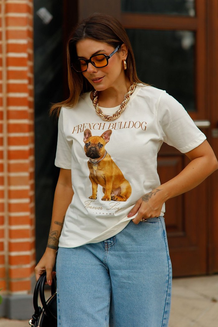 T-SHIRT FRENCH BULLDOG - OFF WHITE