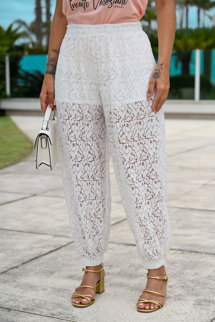 CALÇA ALADIM RENDA - OFF WHITE