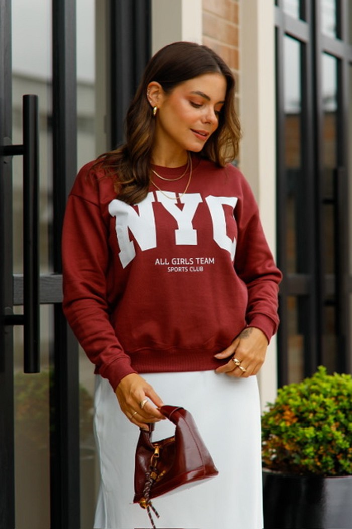 BLUSÃO MOLETOM NYC - VINHO