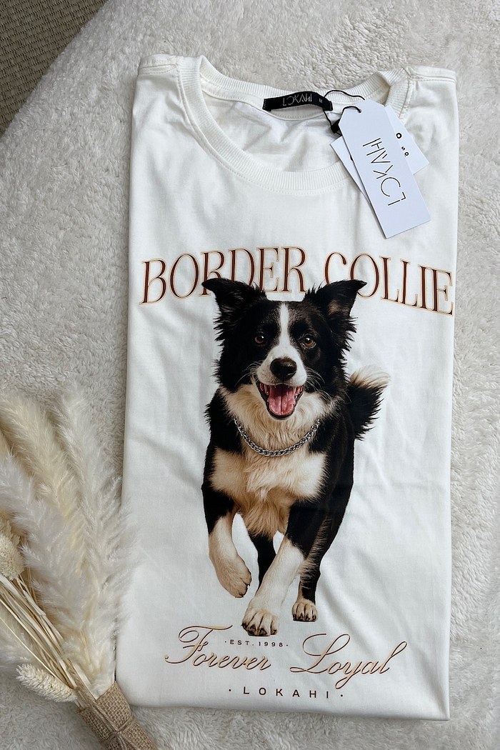 T-SHIRT BORDER COLLIE - OFF WHITE