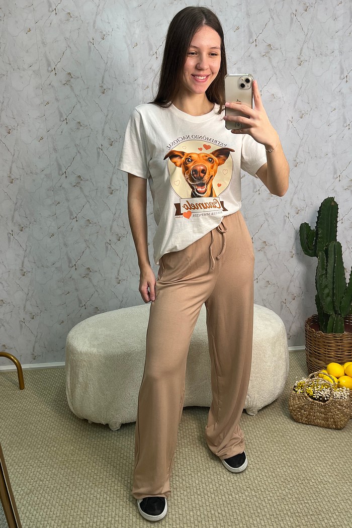 CALÇA WIDE LEG - NUDE