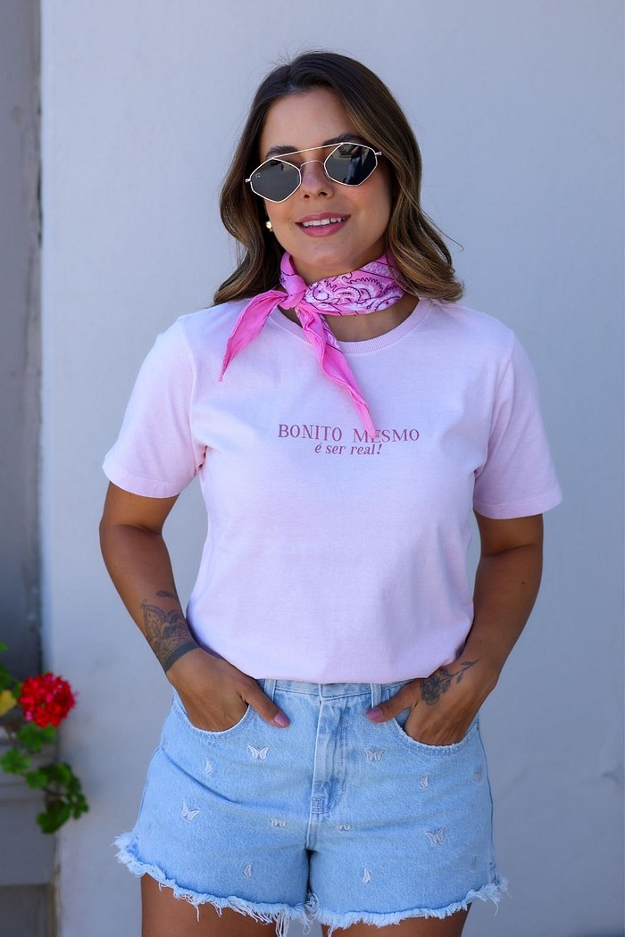 T-SHIRT ESTONADA SER REAL - ROSA CANDY