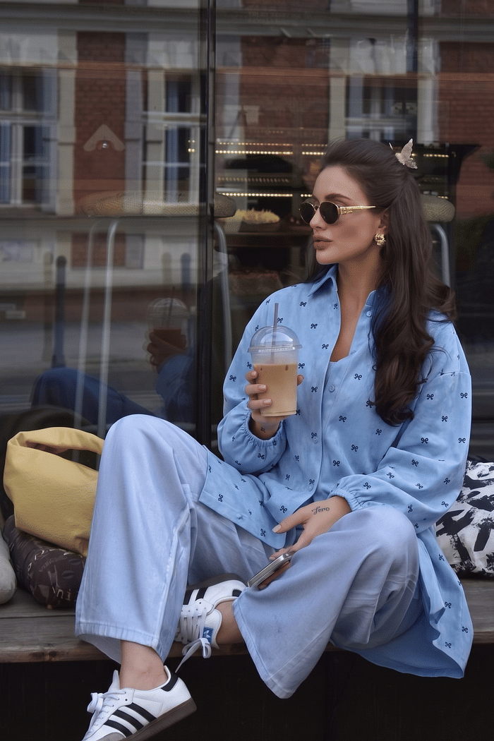 CAMISA OVERSIZED LAÇO - AZUL CLARO