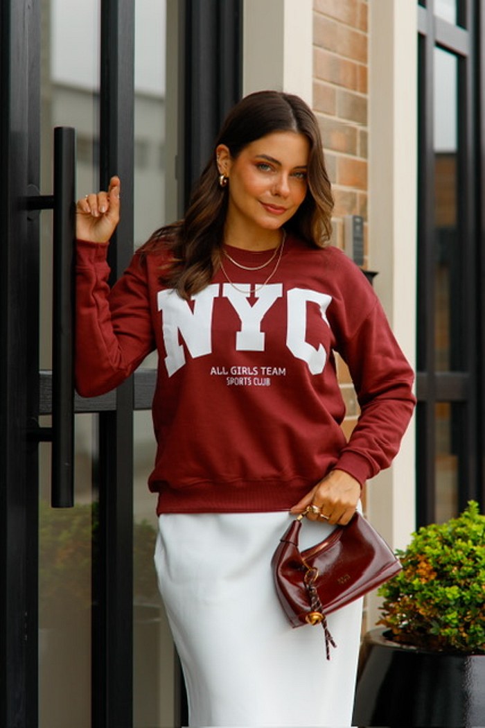 BLUSÃO MOLETOM NYC - VINHO