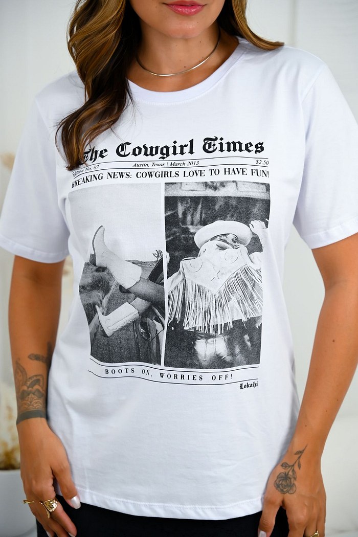 T-SHIRT COWGIRL TIMES - BRANCO
