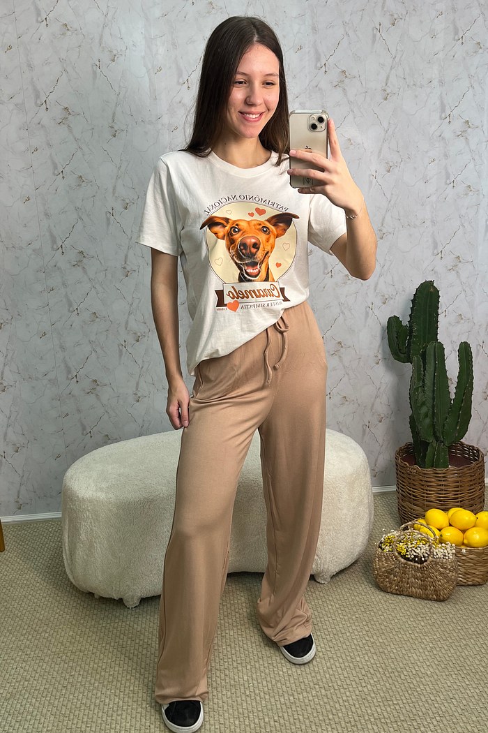 CALÇA WIDE LEG - NUDE