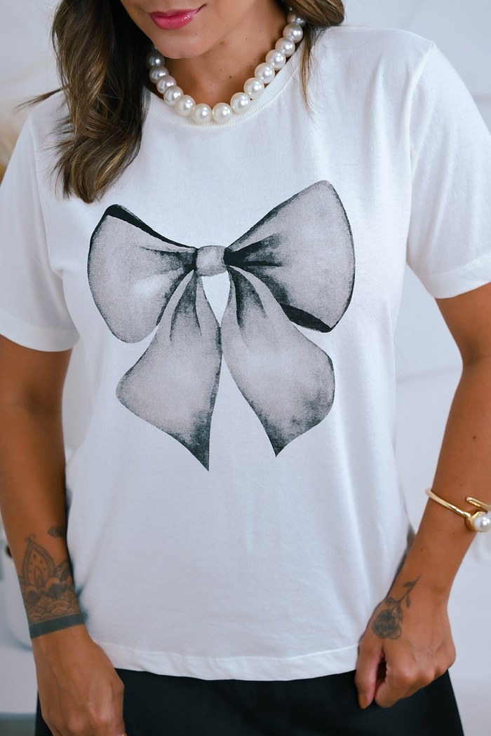 T-SHIRT LAÇO PRETO - OFF WHITE
