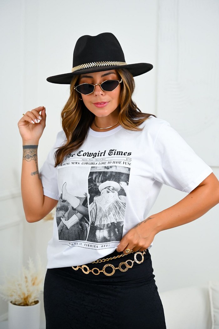 T-SHIRT COWGIRL TIMES - BRANCO