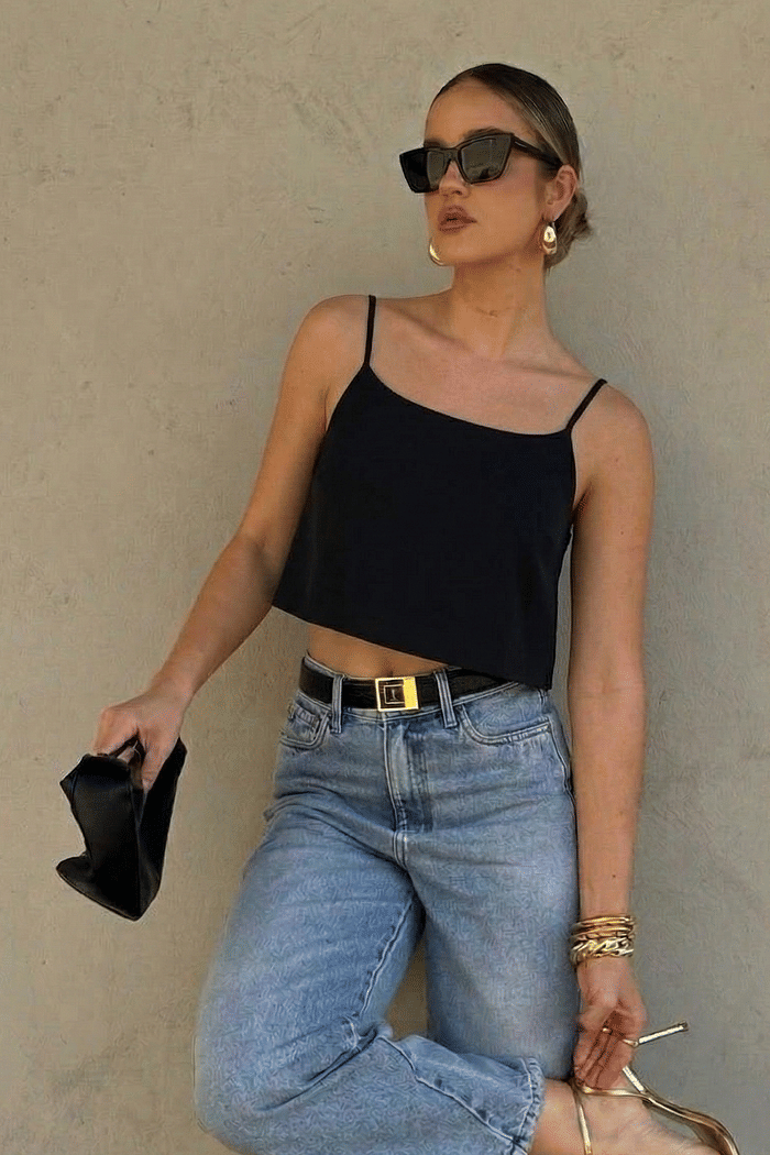 CROPPED DE ALCINHA - PRETO