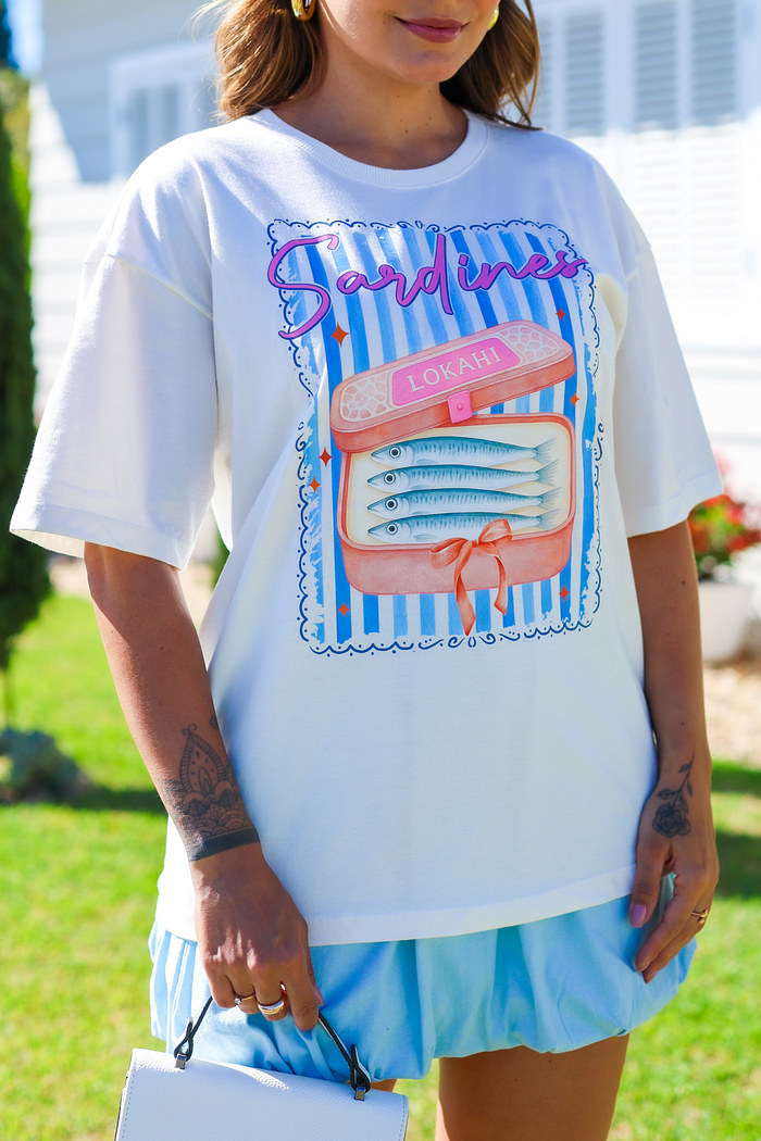 T-SHIRT OVERSIZED SARDINES - OFF WHITE