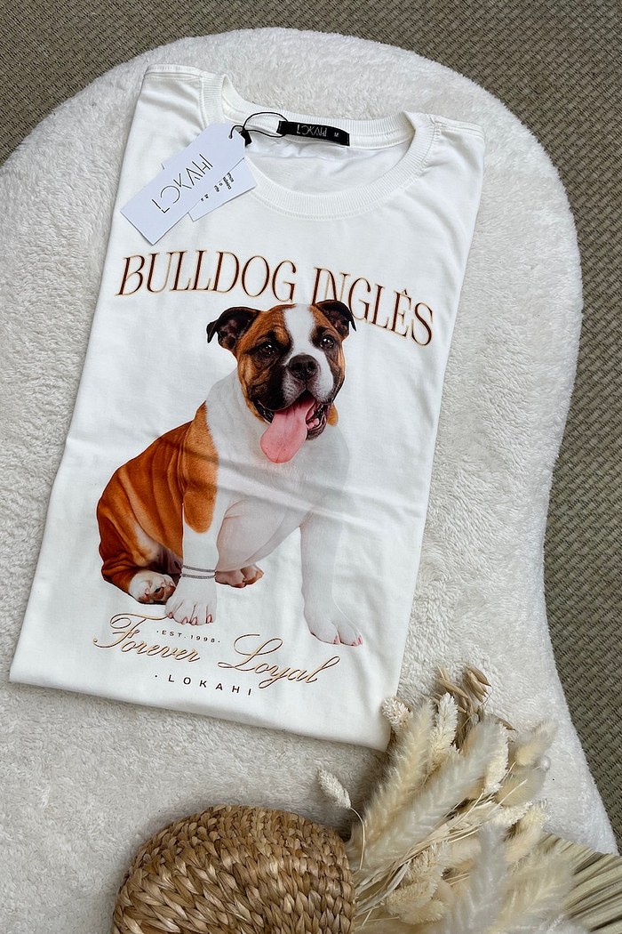 T-SHIRT BULLDOG INGLÊS - OFF WHITE