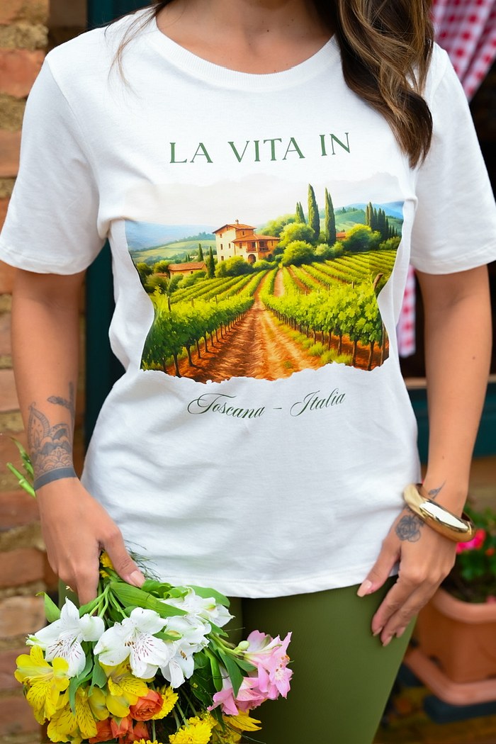 T-SHIRT LA VITA IN TOSCANA - OFF WHITE