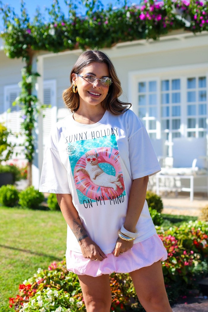 T-SHIRT OVERSIZED SUNNY HOLIDAY - OFF WHITE