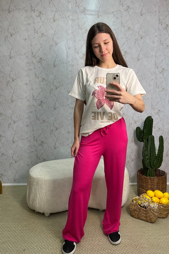 CALÇA WIDE LEG - ROSA