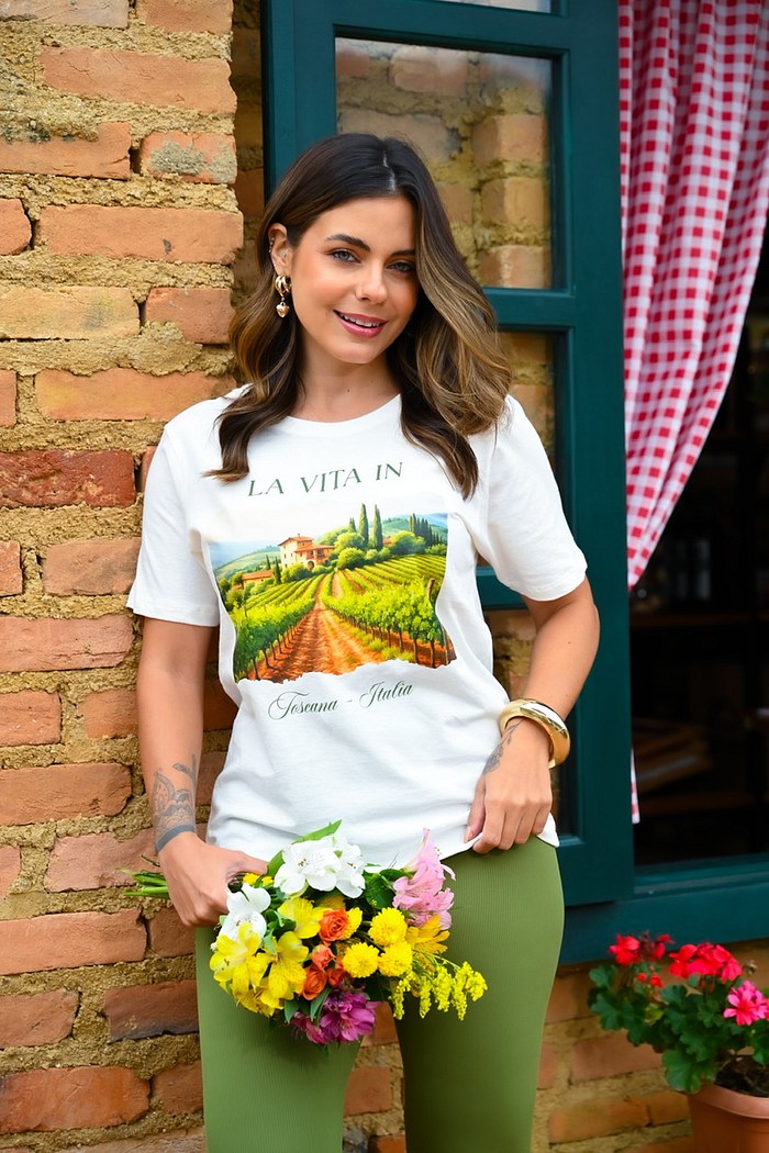 T-SHIRT LA VITA IN TOSCANA - OFF WHITE