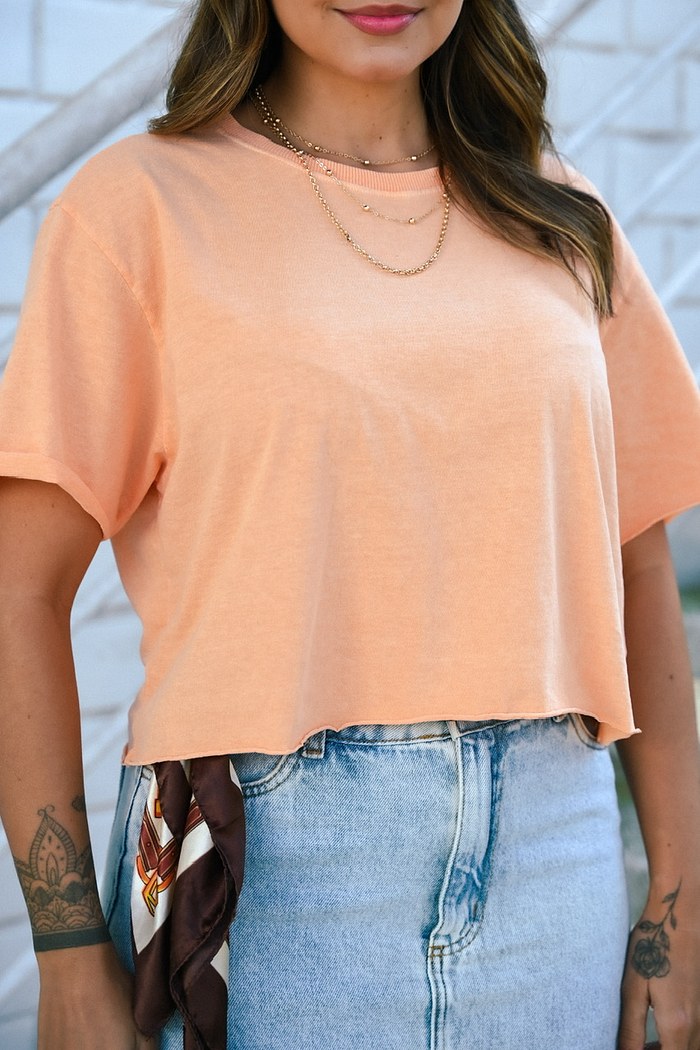 CROPPED ESTONADO - LARANJA