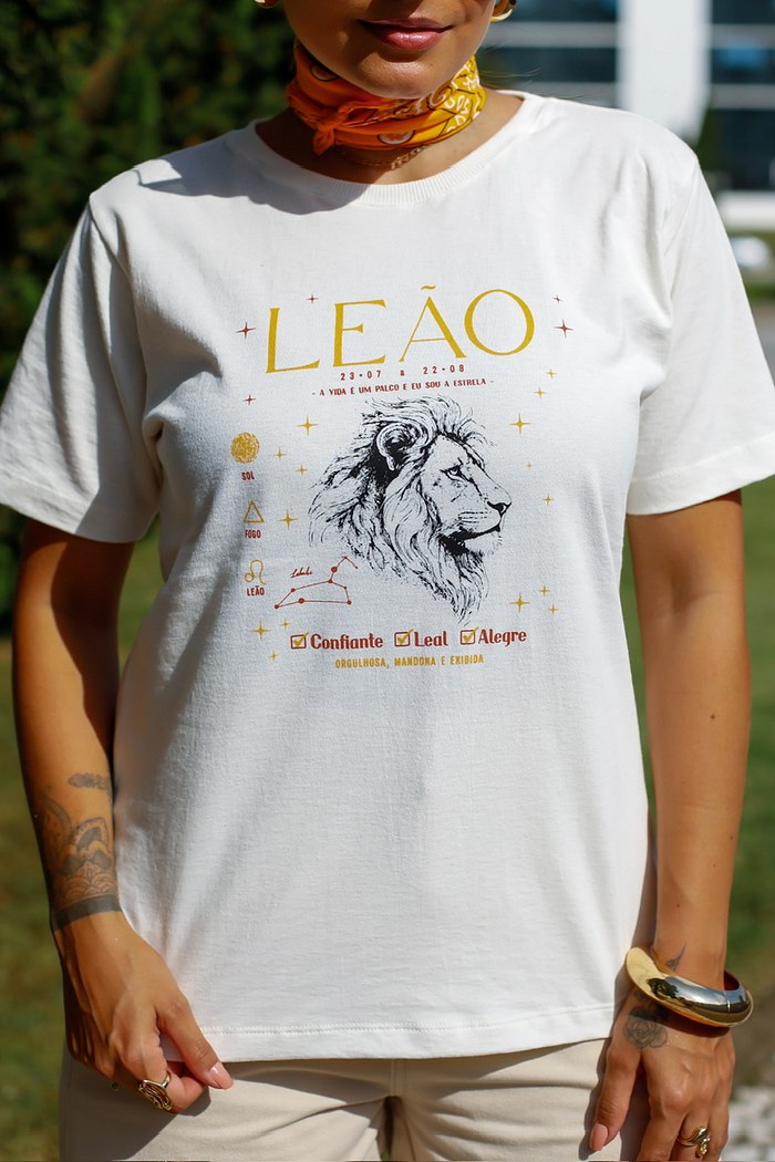 T-SHIRT LEÃO - OFF WHITE