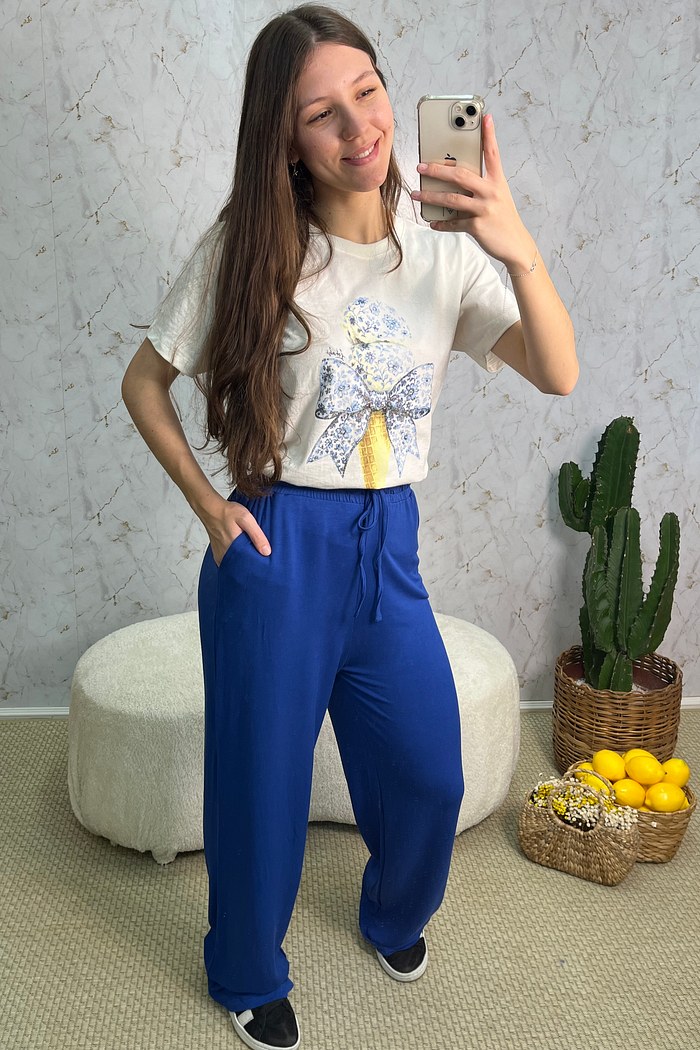 CALÇA WIDE LEG - AZUL