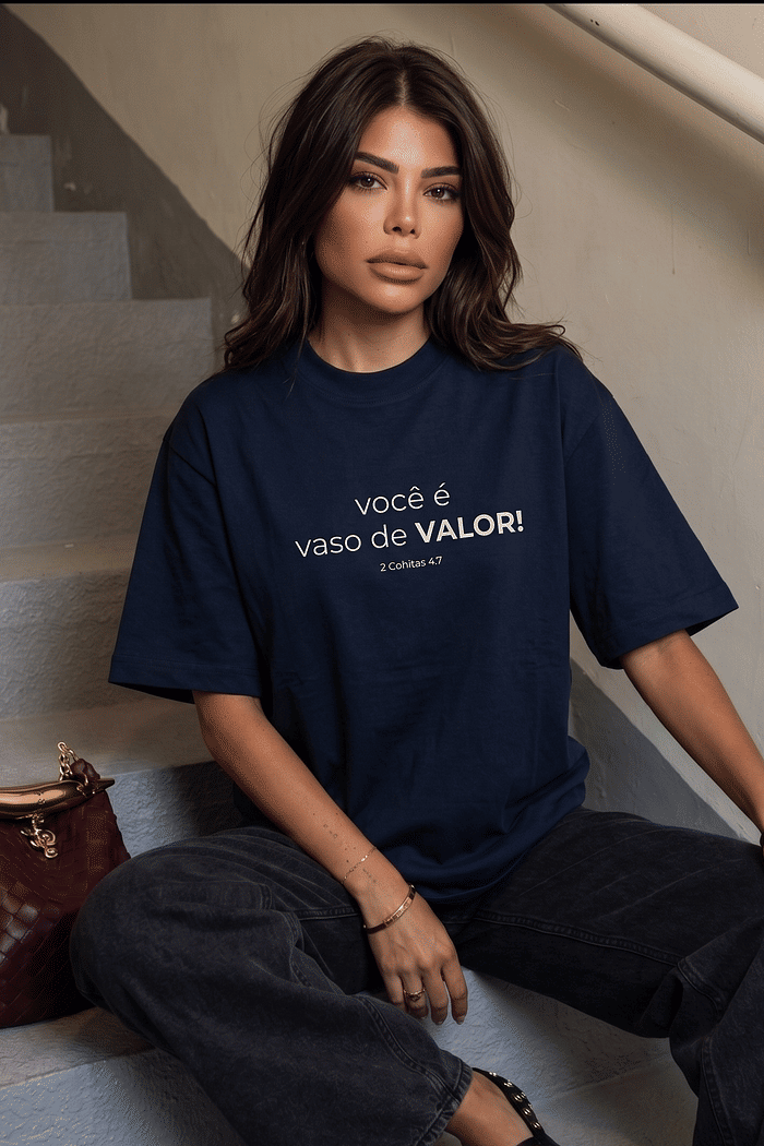 T-SHIRT VASO DE VALOR - MARINHO