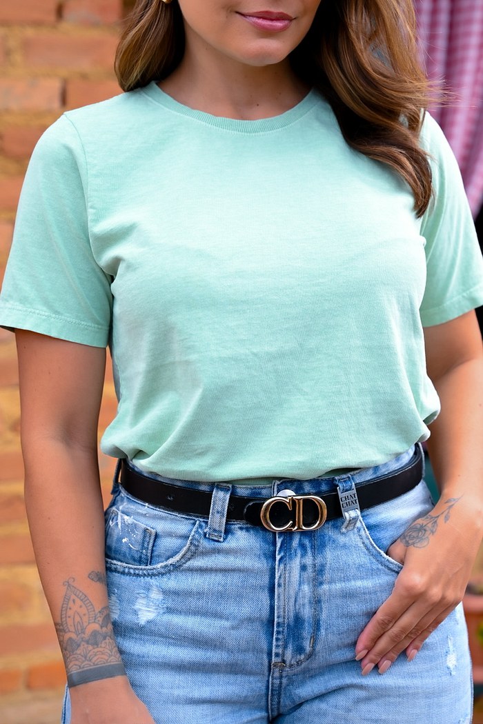 T-SHIRT ESTONADA LISA - VERDE CLARO