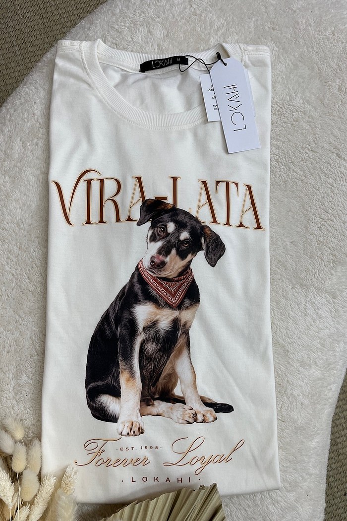 T-SHIRT VIRA LATA - OFF WHITE