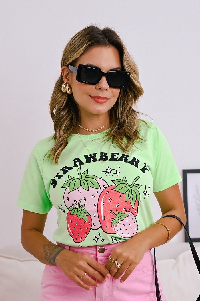 T-SHIRT ESTONADA SWEET HOLIDAY - VERDE NEON