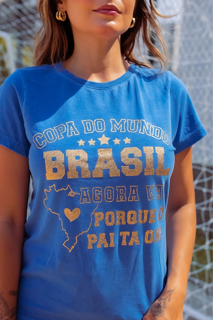 T-SHIRT ESTONADA O PAI TA ON - AZUL