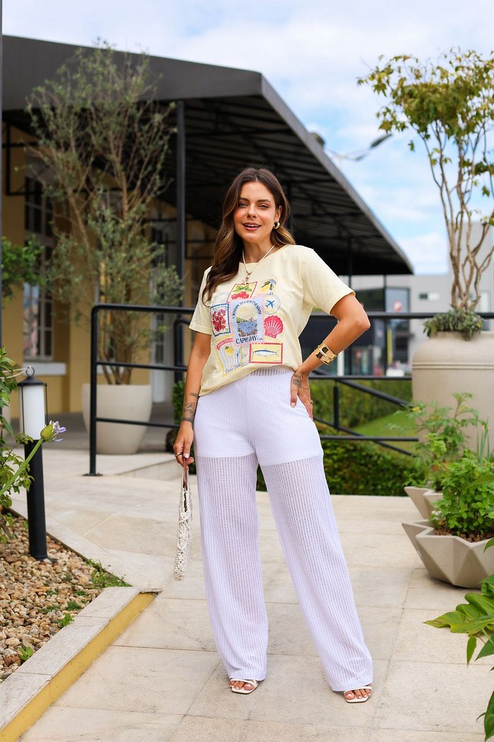 CALÇA TRICÔ ARTESANAL - BRANCO