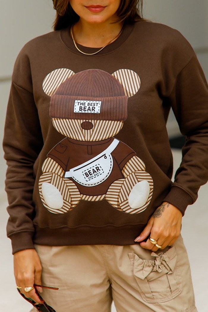 BLUSÃO MOLETOM BEAR - MARROM