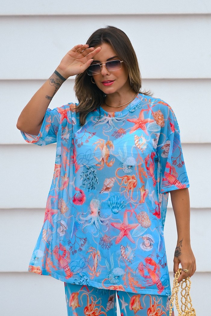 CONJUNTO ESTAMPADO DE  TULE -  MALDIVAS