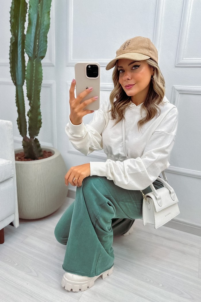 CALÇA ESTONADA WIDE LEG - VERDE MUSGO