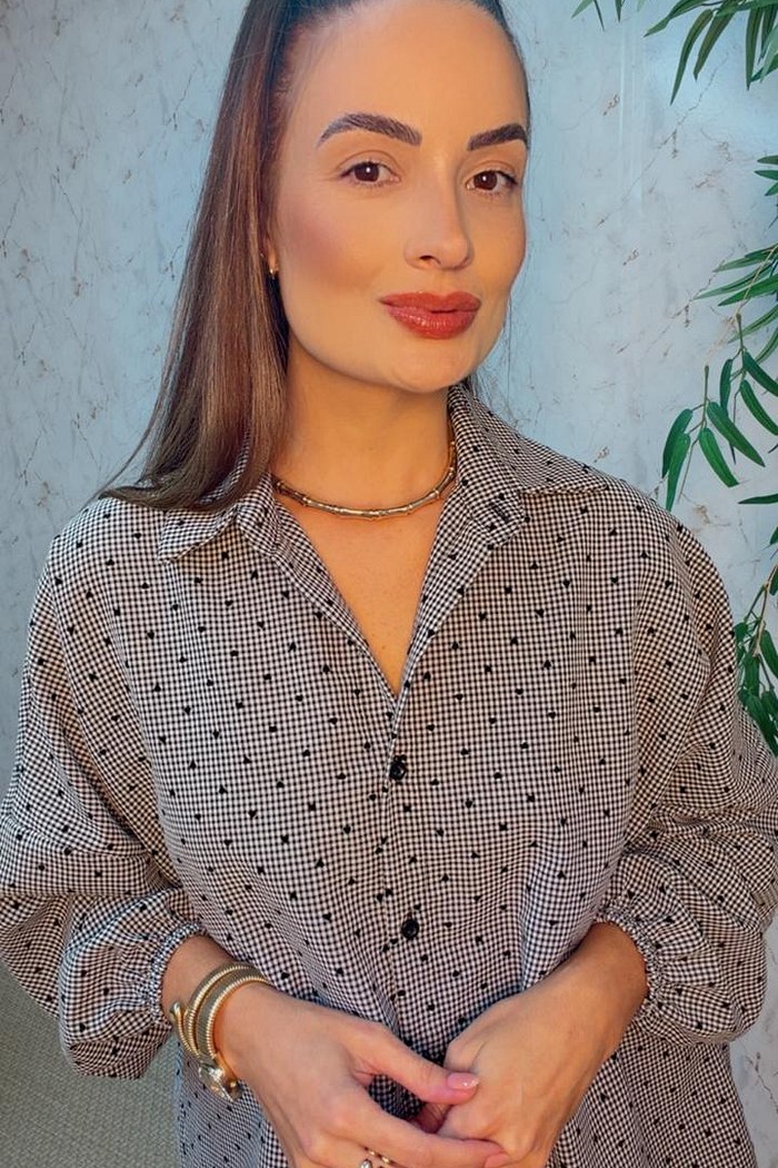 CAMISA OVERSIZED VICHY HEART - PRETA
