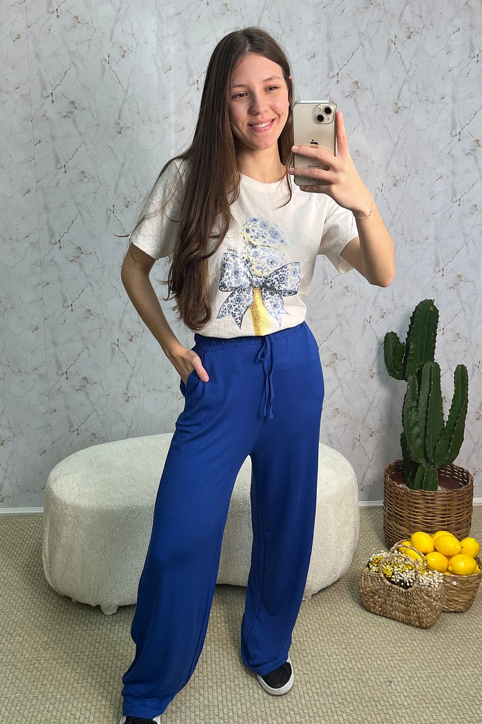 CALÇA WIDE LEG - AZUL