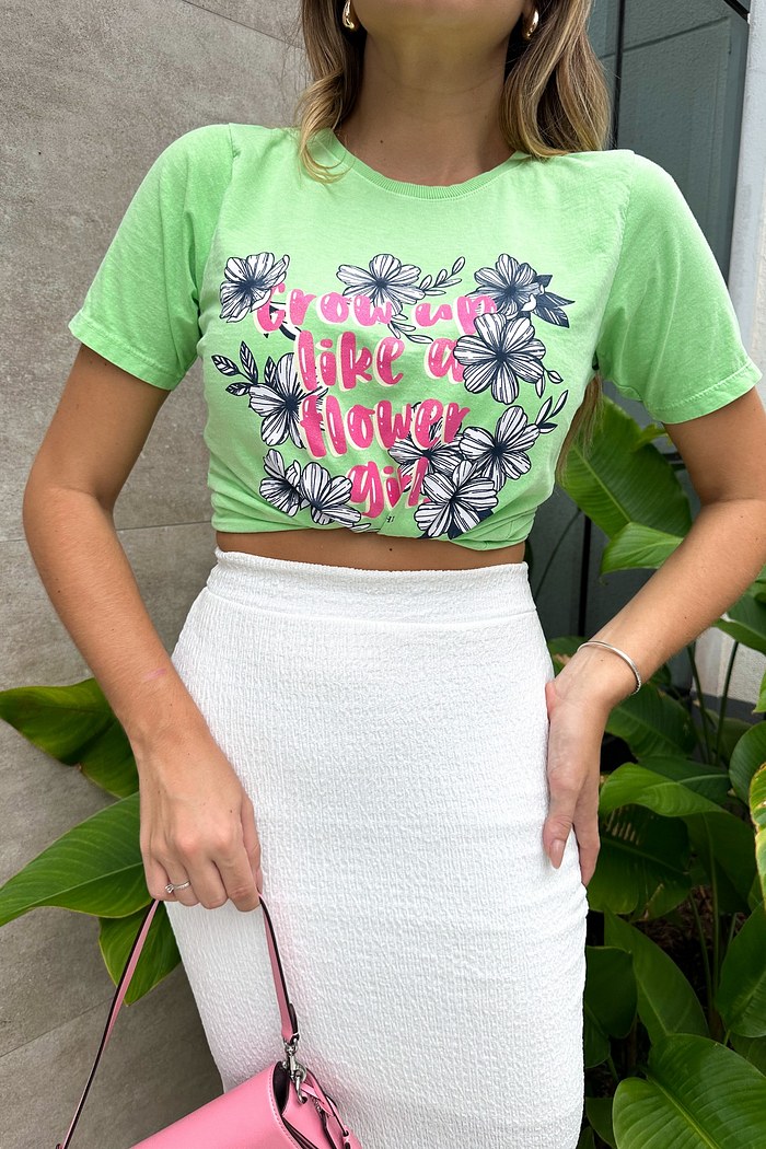 T-SHIRT ESTONADA FLOWER GIRL - VERDE ABACATE