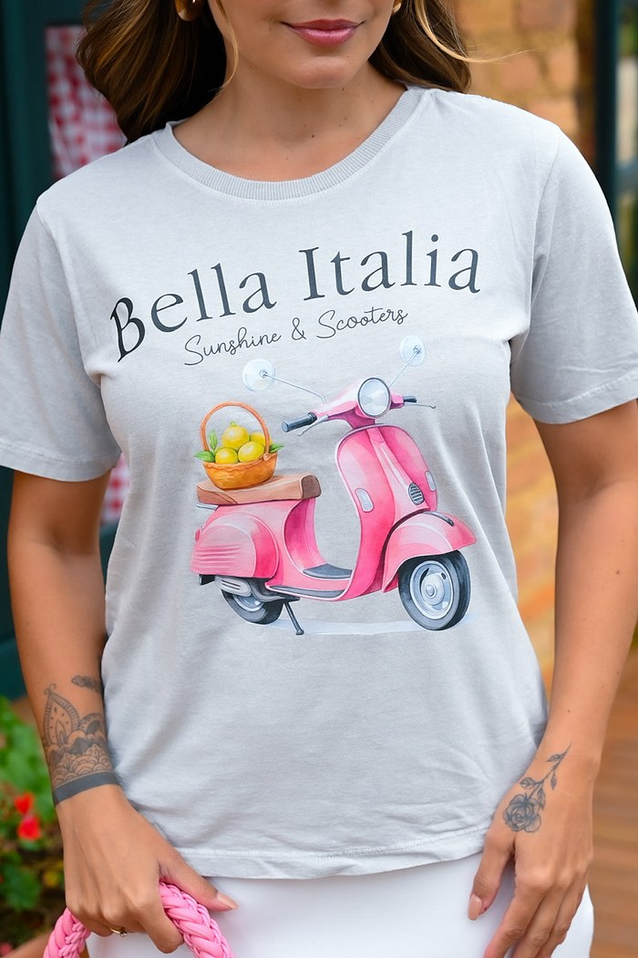 T-SHIRT ESTONADA BELLA ITALIA - CINZA CLARO